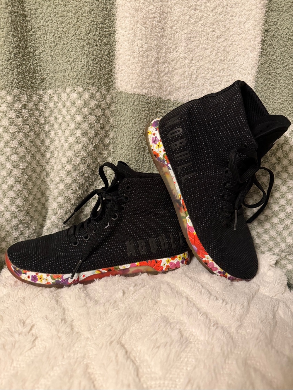NOBULL Women's Black High-Top Training Shoes with Floral Midsole